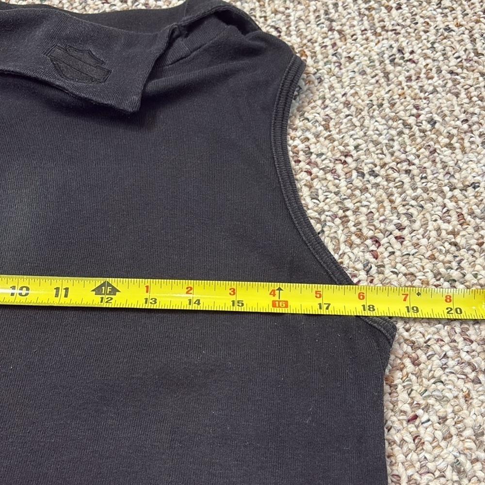 Vintage Harley Davidson Black Sleeveless Split Collar Top. XL - Picture 9 of 11